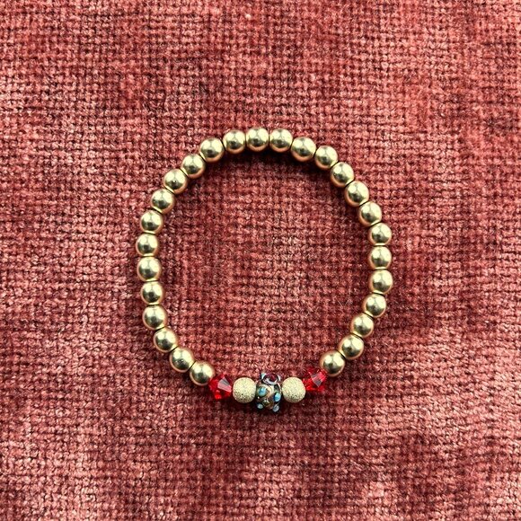 New Gold Hematite Gemstone Stretch Bracelet 7" - Picture 3 of 3